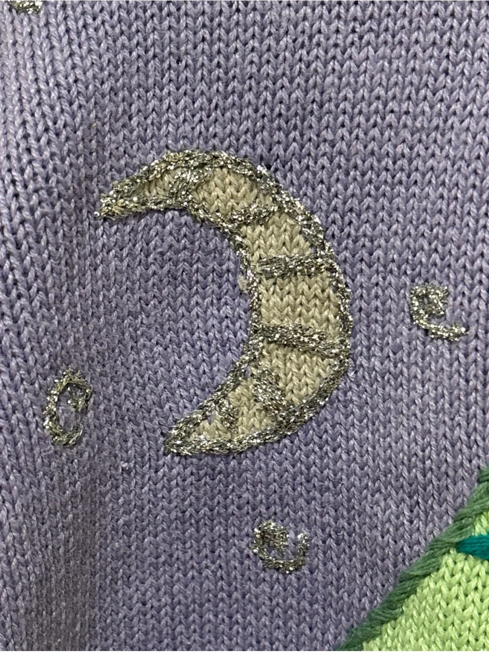 RARE Vintage Storybook Knits Women's MED Blue Purple Carousel Horses Cardigan - Picture 3 of 16
